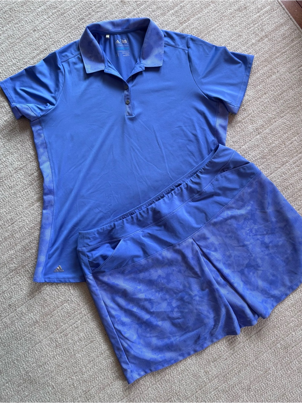 adidas Women's Golf Blue Purple Polo and Skort Athletic Set